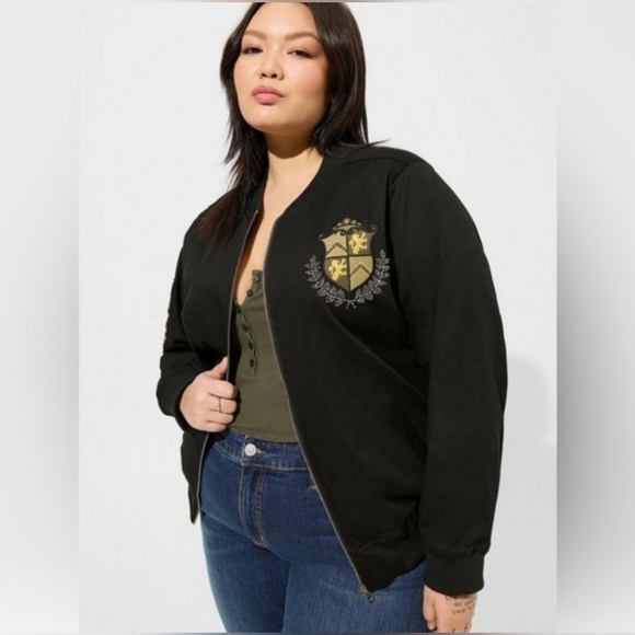 Torrid Black Bomber Military Jacket Size 4 (4X) - Picture 2 of 11